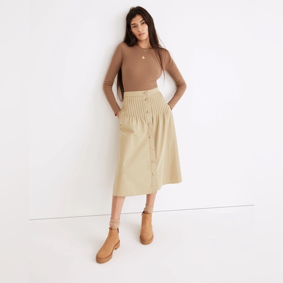 NWT: Madewell Button-Front Pintuck Midi Skirt🌟 - Picture 1 of 13